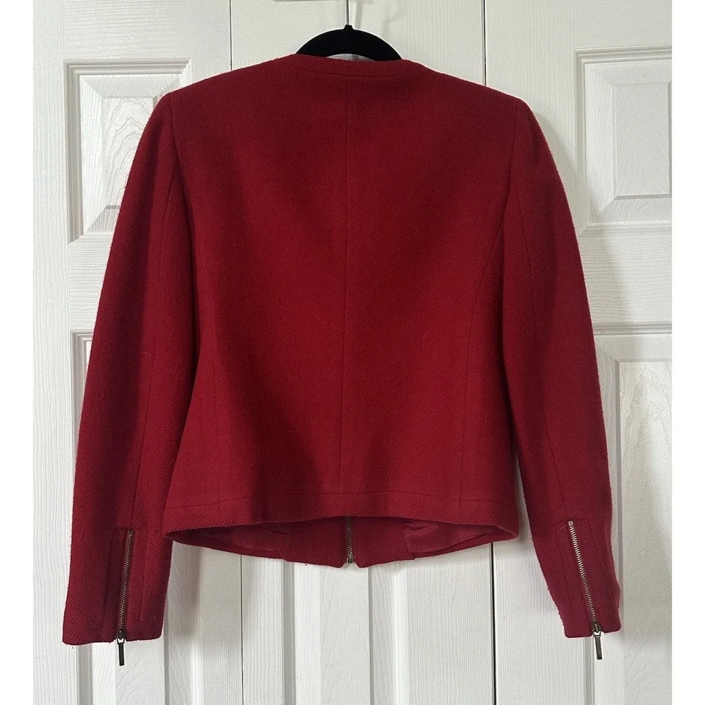 VTG LAUREN RALPH LAUREN Women's Red Jacket Size 4 WOOL ZIP